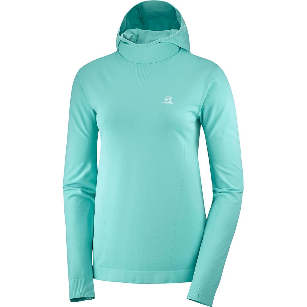 Salomon Israel AGILE MID HOODIE W SEAMLESS - Womens Midlayers - Turquoise (IQBX-17629)